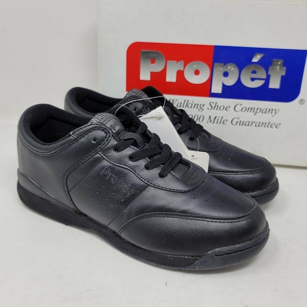 Propet Walking Shoes Size 6.5 M Life Walker W3804 Black Lace Up Low Top
